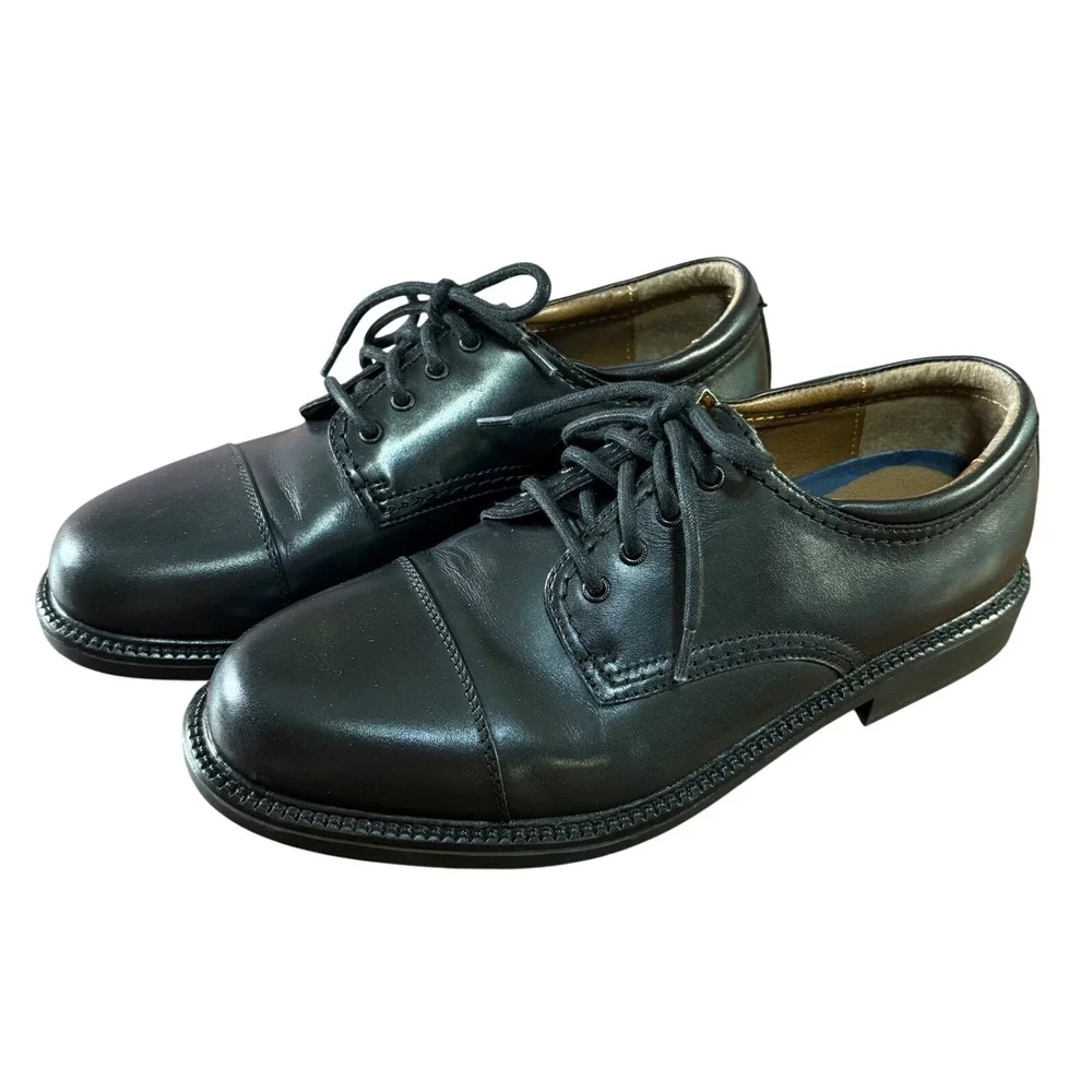 Dockers Gordon Cap Toe Oxford Mens 9W Black Excellent Leather Dress Shoes 902214